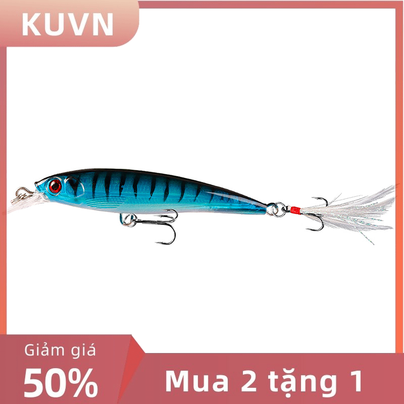 Kuvn 1 cái mồi câu cá chìm mồi câu cá mồi cứng bằng tia laser nhân tạo 7.2g 9cm mồi câu cá chép cá chép cá chép cá chép cá chép