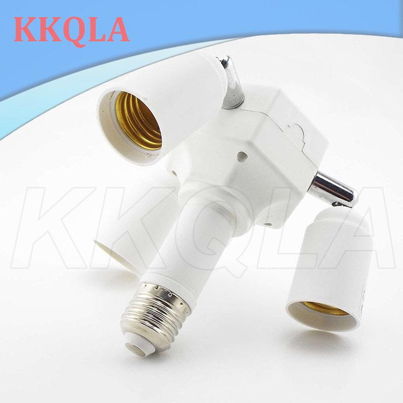 Qkkqla adjustable e27 to 4 e27 bulbs base splitter socket led lamp base light holder adapter converter 4 heads for led light
