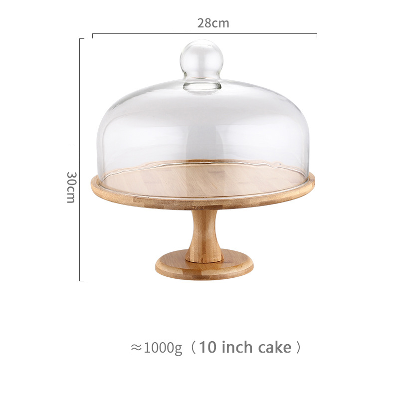 KD Bamboo Cake Stand with Glass Lid Lazada PH