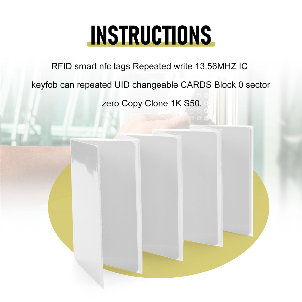 10PCS RFID NFCsmart Chip Badge Clone 0 Sector Writable Tag UID Access Control Thin Card 13.56Mhz Rewritable Copy Key