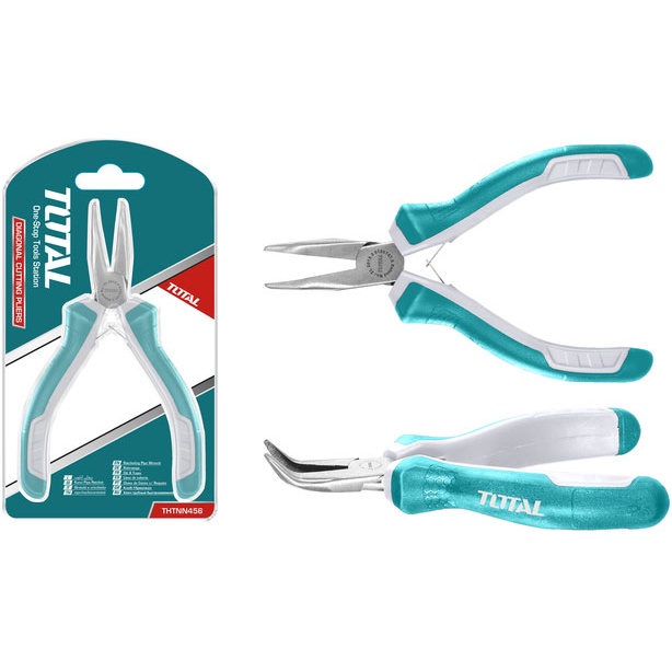 Kềm mũi cong mini total thtmn456 kìm mũi cong kích thước 4,5"/ 115mm thép cr-v, tay cầm cách điện, bọc cao su
