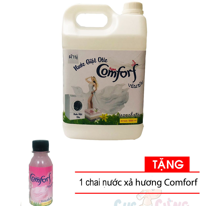 Nước giặt quần áo Comfort Thái Lan 5 lít (Trắng) Tặng 1 chai nước xả - màu HỒNG