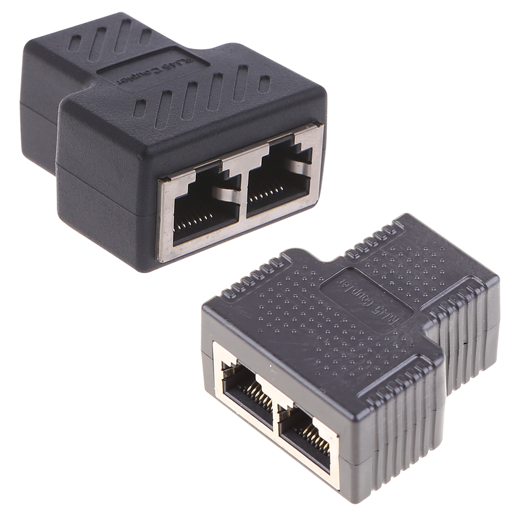 RJ45 ổ cắm Coupler Splitter Bộ chuyển đổi Ethernet 1 đến 2 cách dây kéo dài đầu cái