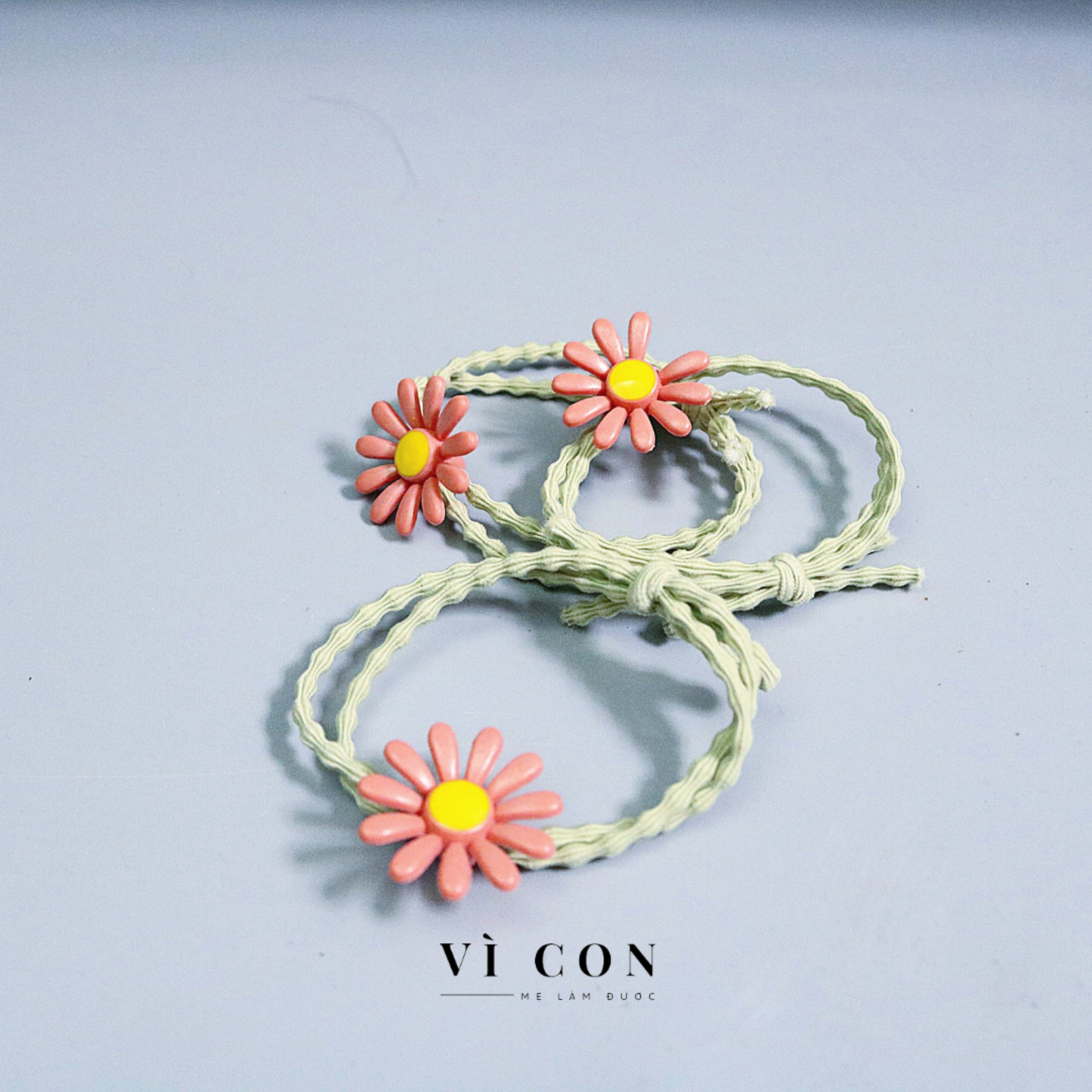 Thun Cột Tóc Hoa Cúc Handmade [COMBO 5 DÂY], Dây Cột Tóc Nữ Hàn Quốc