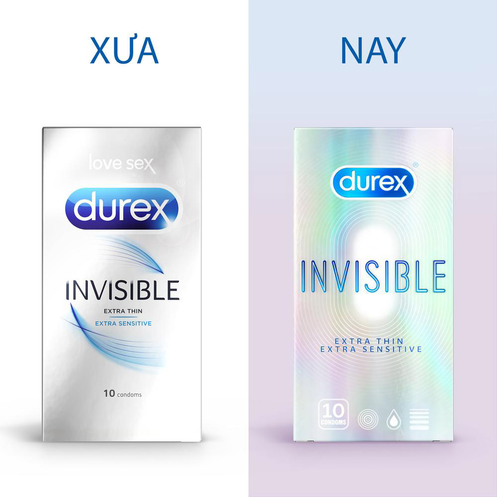 Bao cao su siêu mỏng Durex Invisible Extra Thin Extra Sensitive 1 Hộp 10 Bao
