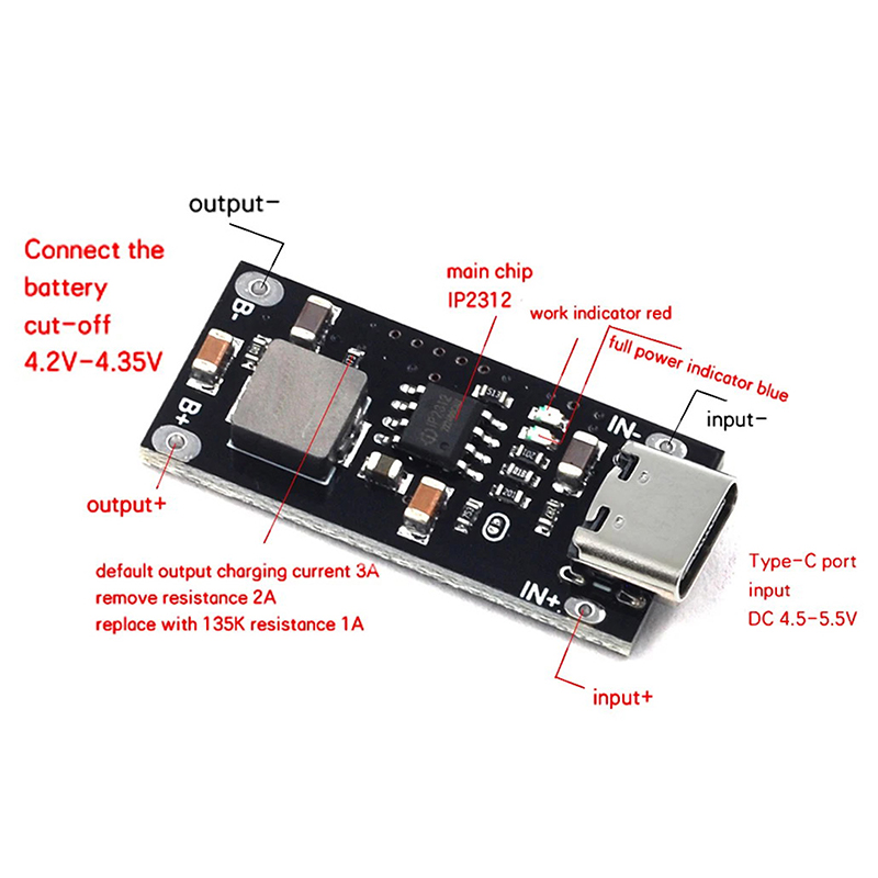 USB Type-C High Voltage Input 3A Polymer Triple Lithium Battery Fast ...