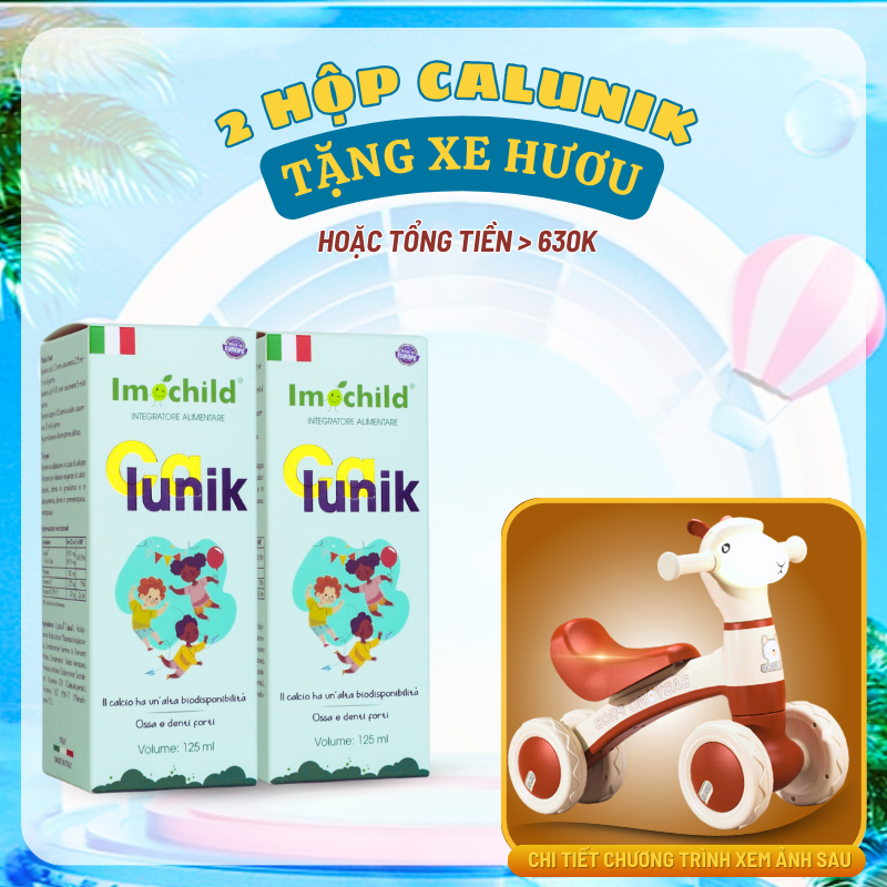 Combo 2 hộp canxi sinh học calunik imochild, hỗ trợ phát triển chiều cao cho bé - lọ 125ml