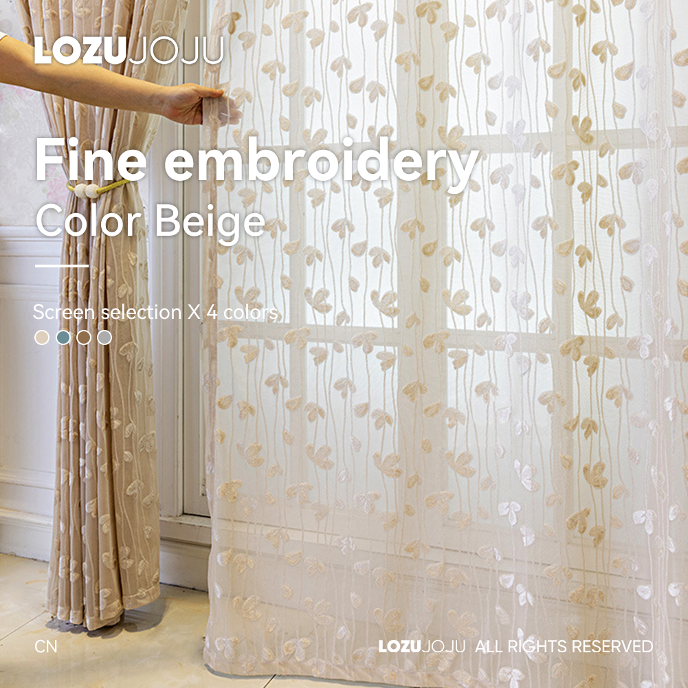 1PC LOZUJOJU Jacquard Curtains Retro French Palace Style Sheer Curtains