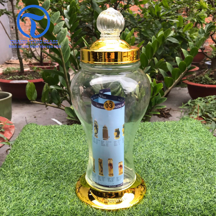 BÌNH NGÂM RƯƠU SÂM THUỶ TINH   Phú Hoà 3 LÍT KHÔNG VAN