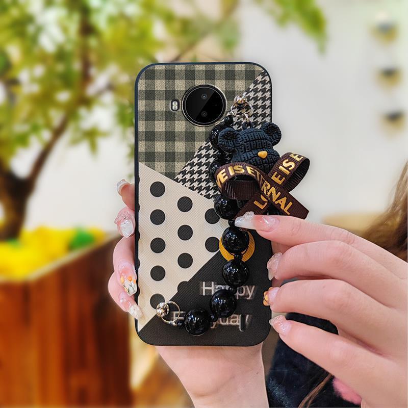 Black%20pearl%20pendant%20Dirt-resistant%20Phone%20Case%20For%20Nokia%20C20%20Plus%20Back%20Cover%20soft%20case%20Bear%20bracelet%20Anti-knock%20Cartoon%20-%20Image%2010