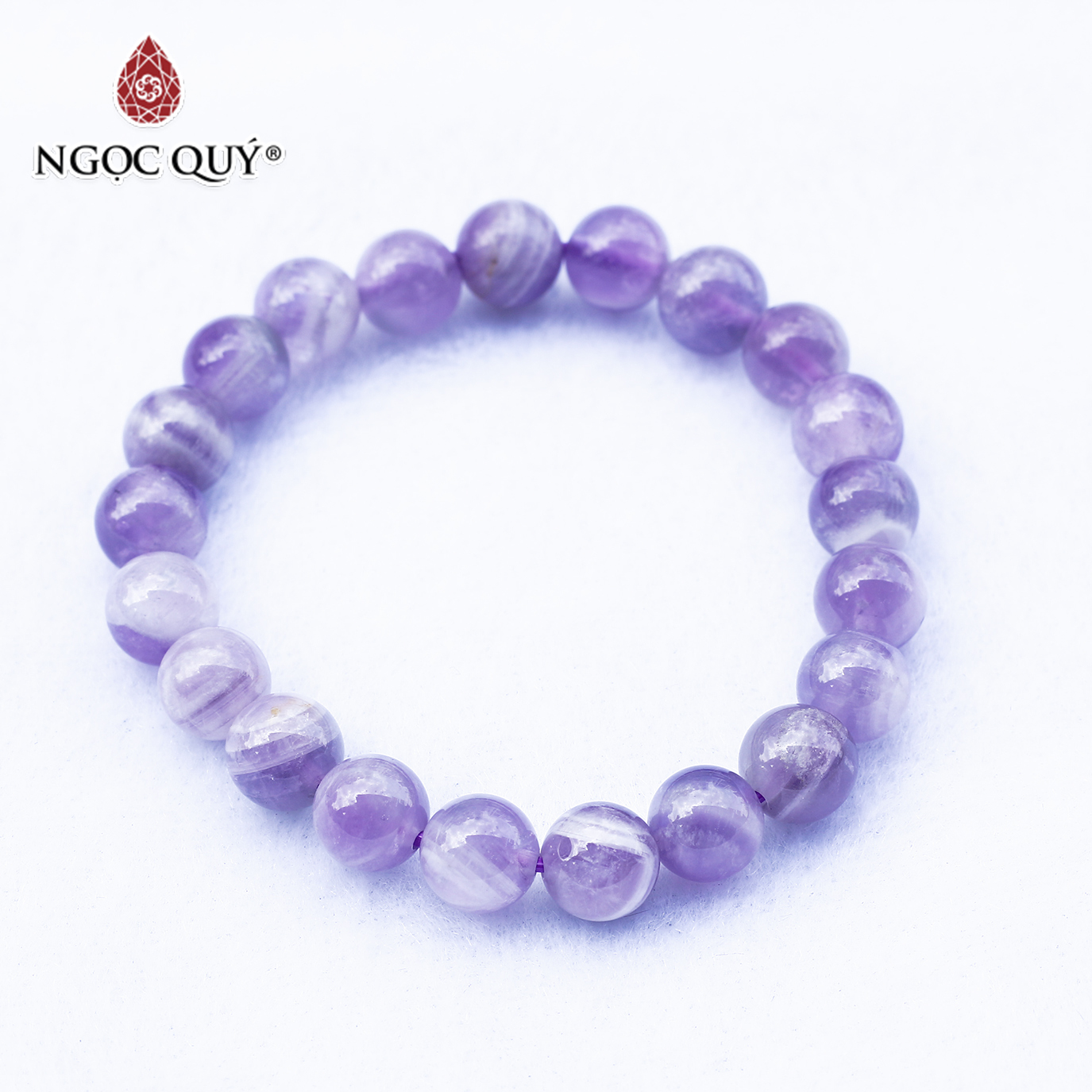 Vòng thạch anh tím ngọc lavender amethyst A hạt 8mm mệnh hỏa thổ - Ngọc Quý Gemstones