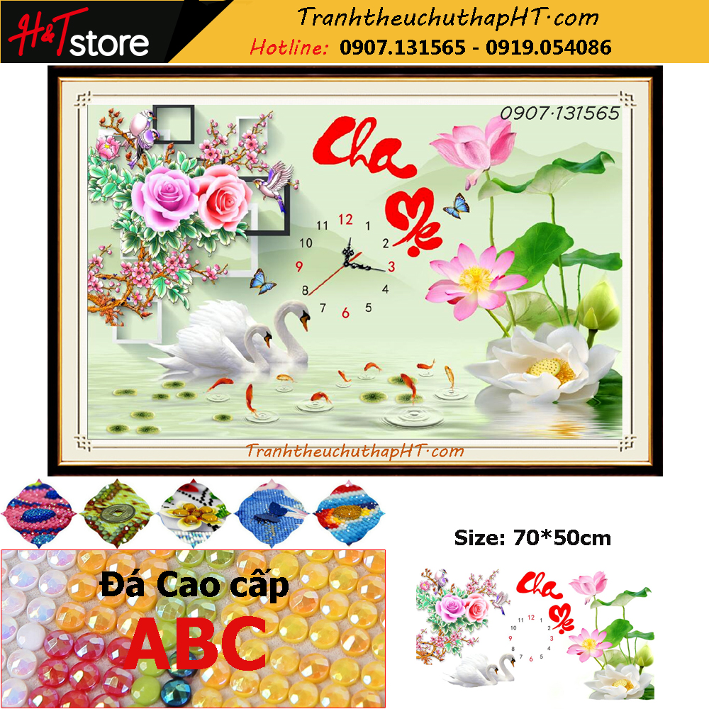 [HCM]Tranh đính đá cha mẹ 100*50cm - tự đính