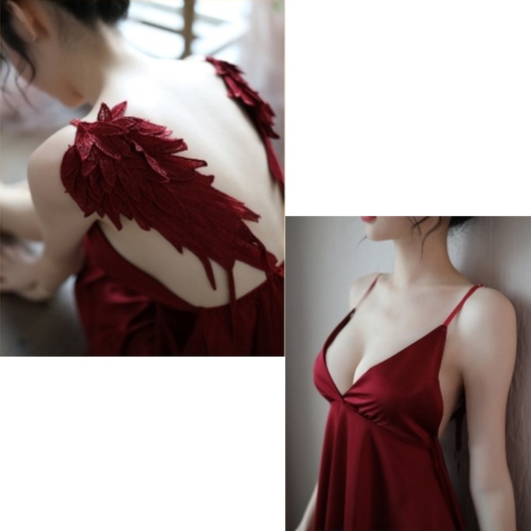 [Che tên] Váy ngủ lụa nữ 2 dây kèm đôi cánh thiên thần Back Angel