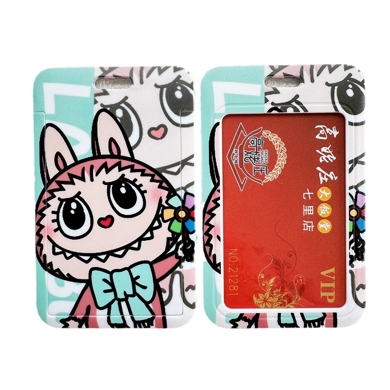 EB Cartoon Labubu Card Holder Card Cover ID Name Tag Without Lanyard. 