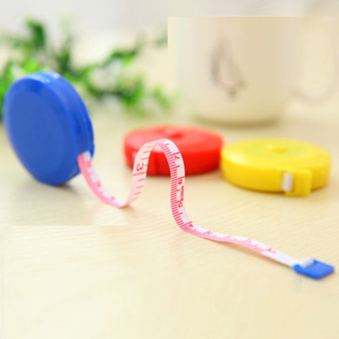 Thước Dây Cuộn Mini 150cm, Có Nút Bấm Thu Dây