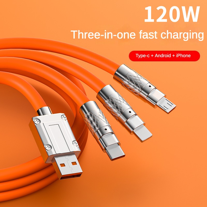 6A 120W Cáp sạc nhanh 3 trong 1 cáp sạc USB Micro USB Type C dòng dữ liệu nhanh cho điện thoại