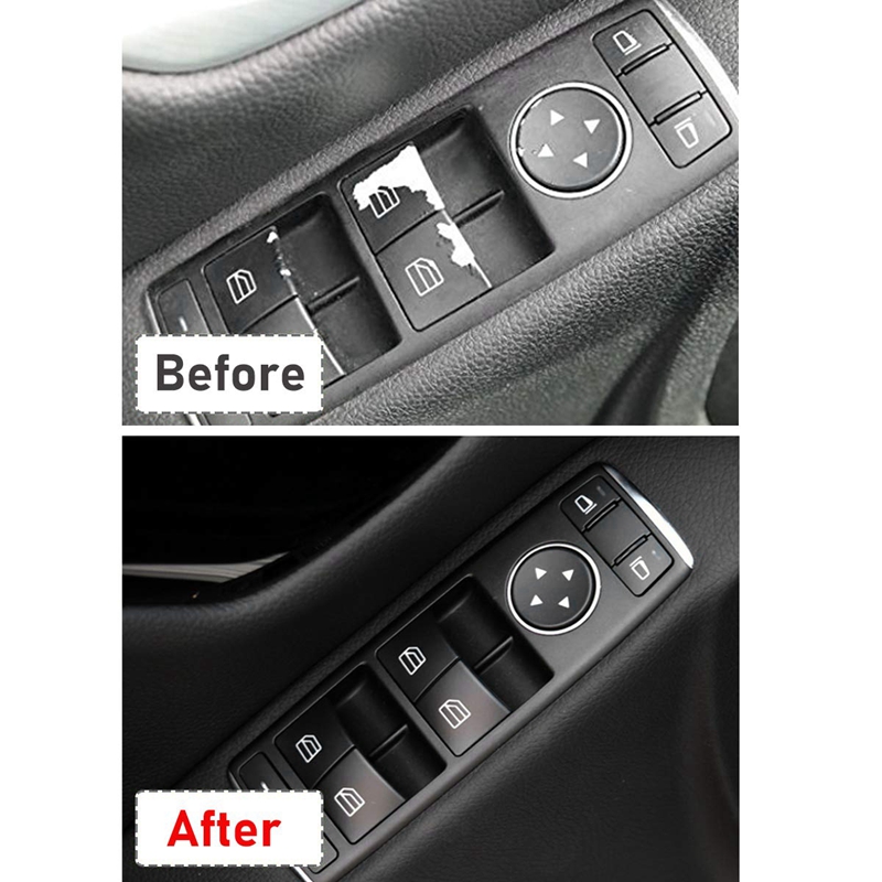 Window Switch Button Covers for Mercedes Benz W204 W212 C E Glk Class, Front Left+Right Window Switch Repair Button Caps