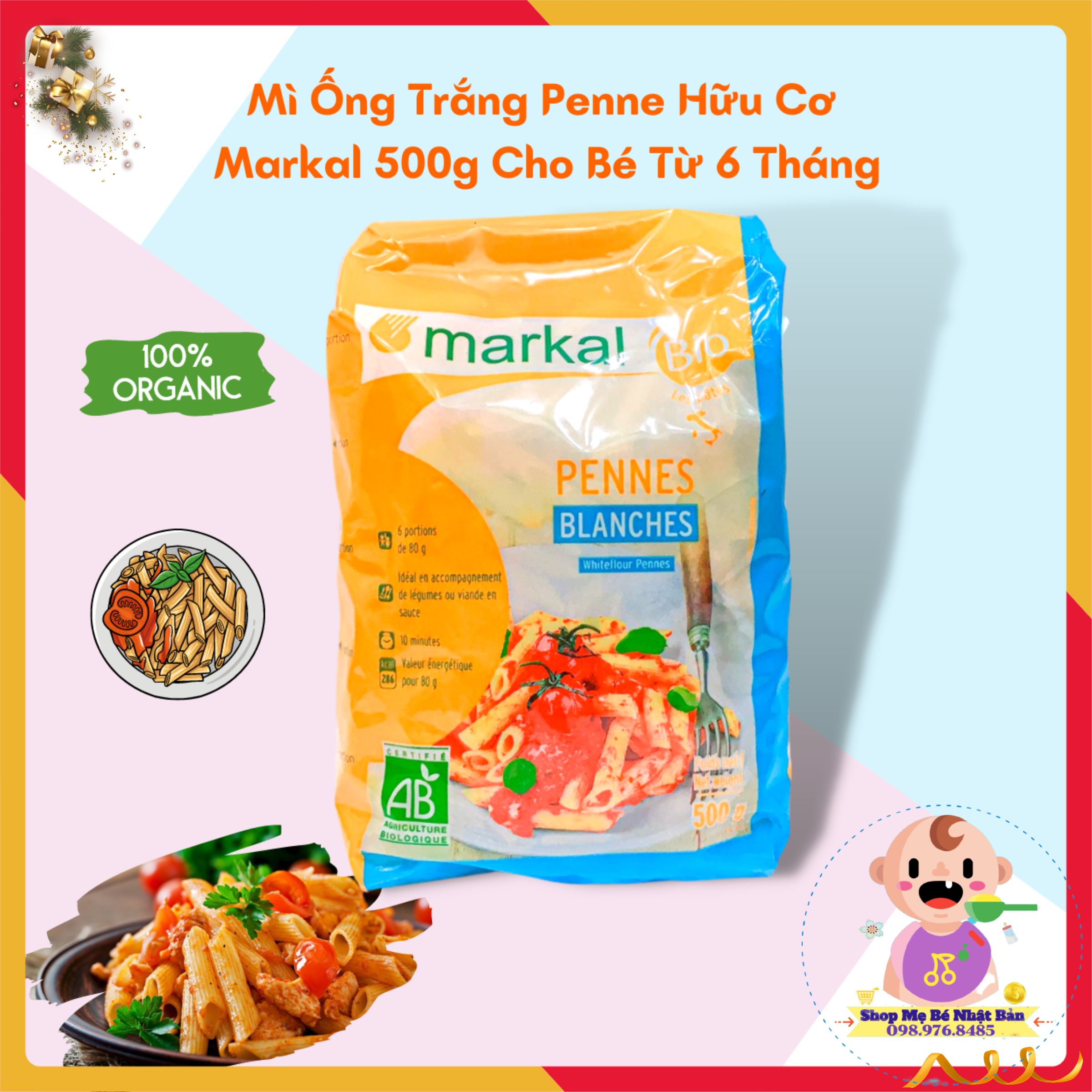 Mì Nui Hữu Cơ Markal 500g