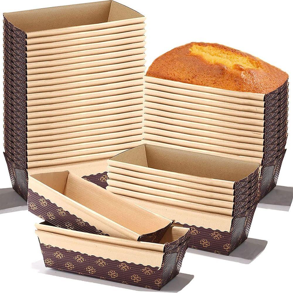 FALLFORBEAUTY Paper Loaf Pans 25Pcs Bakery Rectangle Kraft Cake Liner
