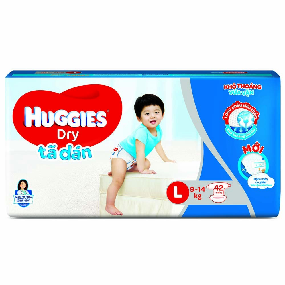 TẢ DÁN HUGGIES L 42 -  TỪ 9-14KG