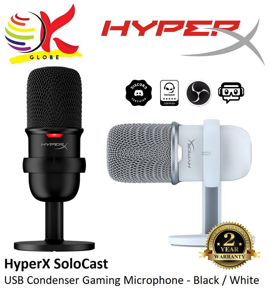 HyperX SoloCast – USB Condenser Gaming Microphone - White; Tap-to