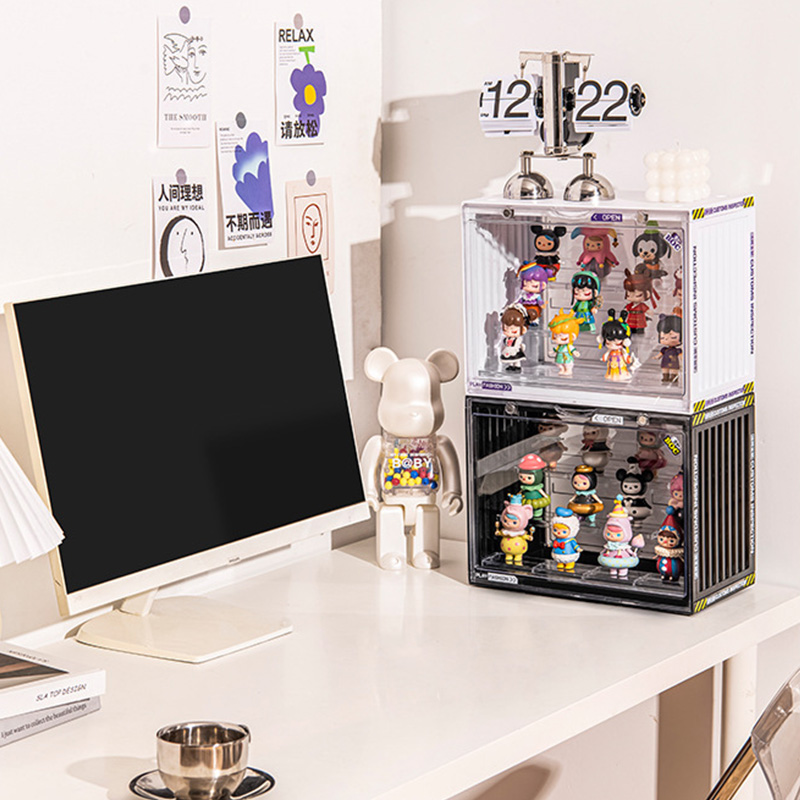 Dustproof figure display storage box on table blind box ornament display stand acrylic box