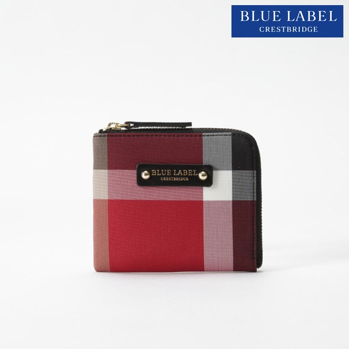 Pre-Order : BLUE LABEL CRESTBRIDGE Checked L-Shaped Wallet Red
