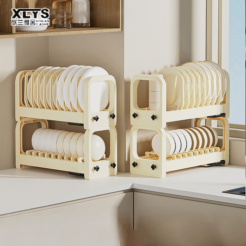 Bowl storage rack cabinet household multifunctional adjustable telescopic bowl rack kitchen table top pull drain bowl rack