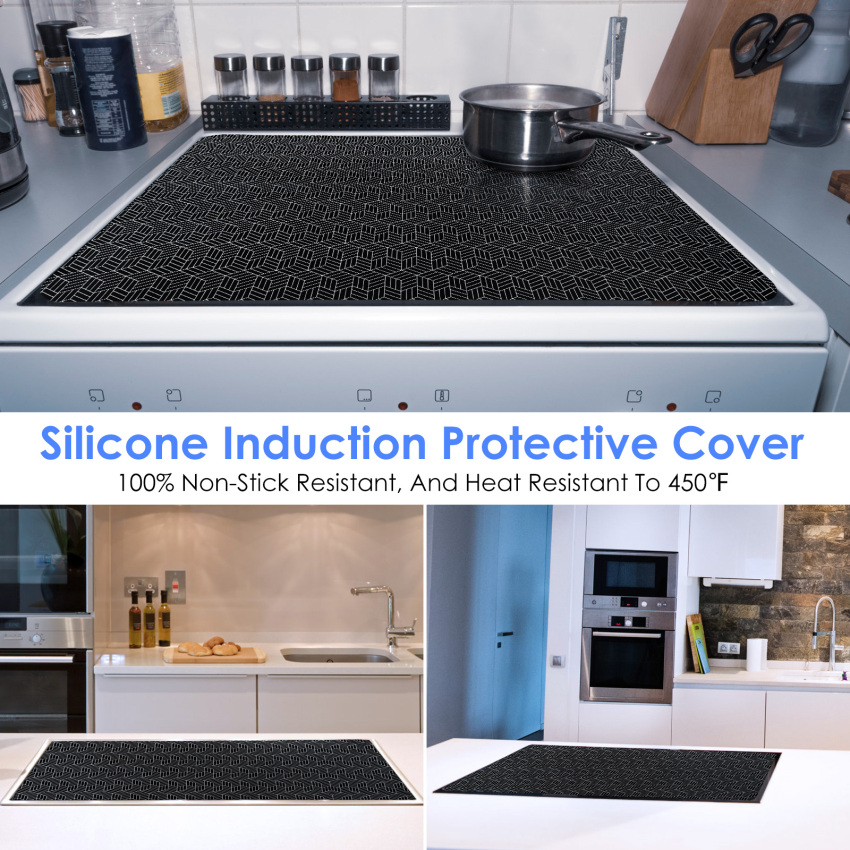Large Induction Hob Protector Mat 52x78cm,Induction Hob Cover - Cooktop Scratch Protector - For Induction Stove,Multifunctional Silicone Mats