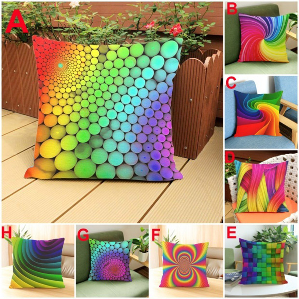Cầu Vồng hoa văn trừu tượng gối ôm vuông trường hợp bọc gối trang trí giường sofa