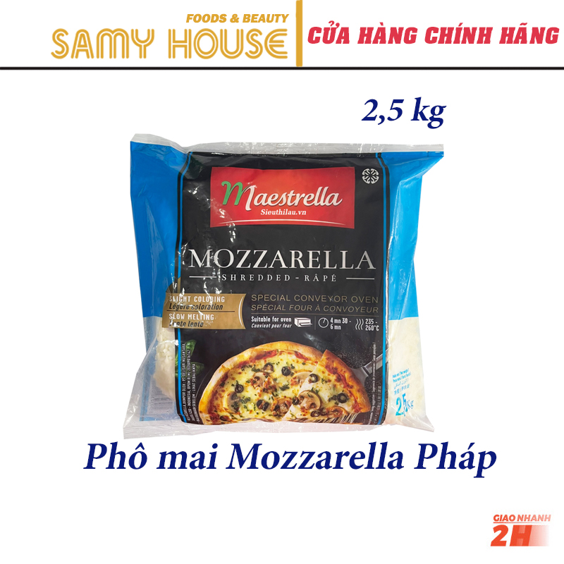 [Samy Food] [HCM SHIP 2H] Phô Mai Bào Sợi Mozzarella Nhập Khẩu Pháp 2,5kg