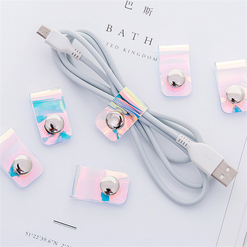 3/1Pcs Đa Chức Năng PVC Dây Đeo Cáp Quan Hệ Dây Cuộn Clip Reusable Buộc Các Cáp Dây Tổ Chức