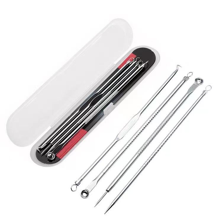 4Pcs/set Stainless Steel Comedone Extractor Tool Acne Removal Kit ...