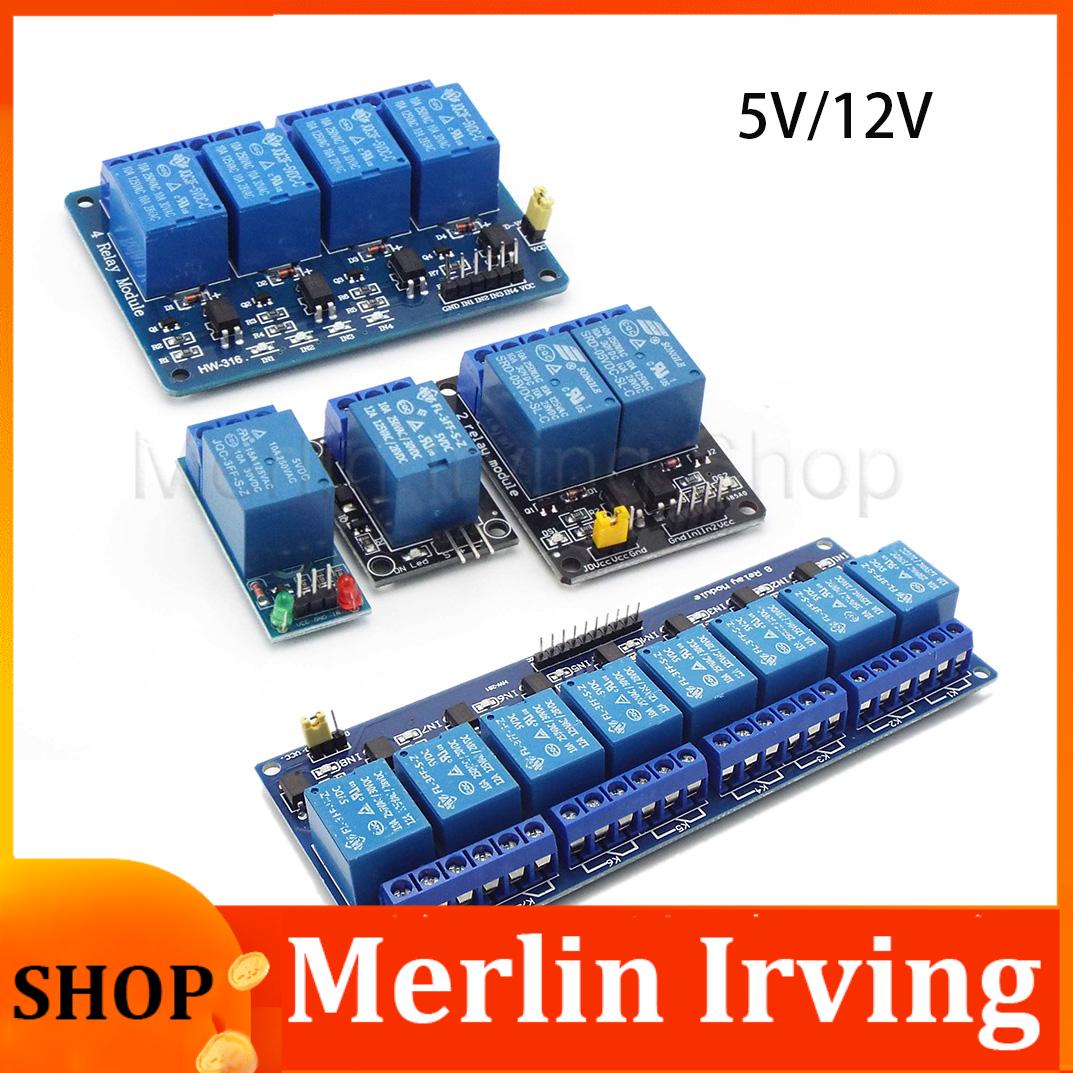 Merlin irving shop 1ch 2ch 4ch 8ch dc 5v 12v relay module board with optocoupler relay output module for arduino 1 2 4 8 way plc automation