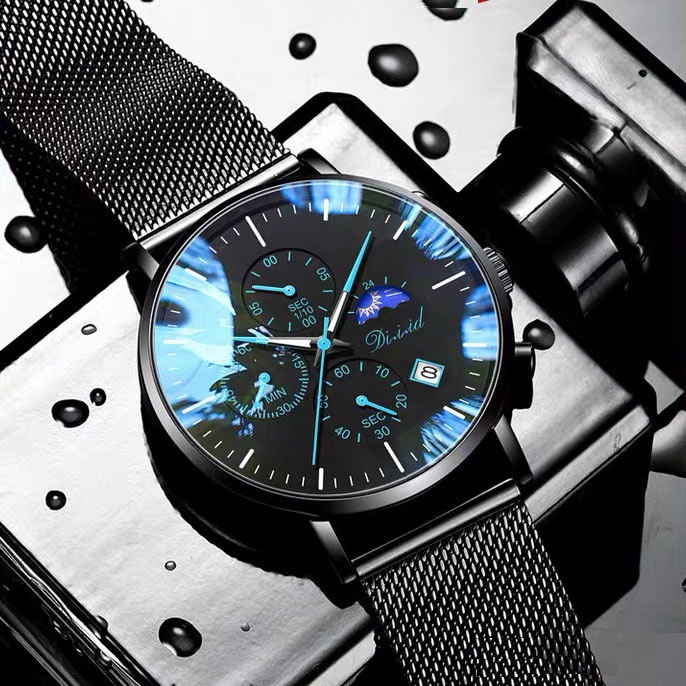 Đồng hồ nam đeo tay cao cấp DIZIZID hàng chính hãng, dây thép lụa đen chạy full kim - Thiết kế hiện đại và sang trọng DZTD thumbnail