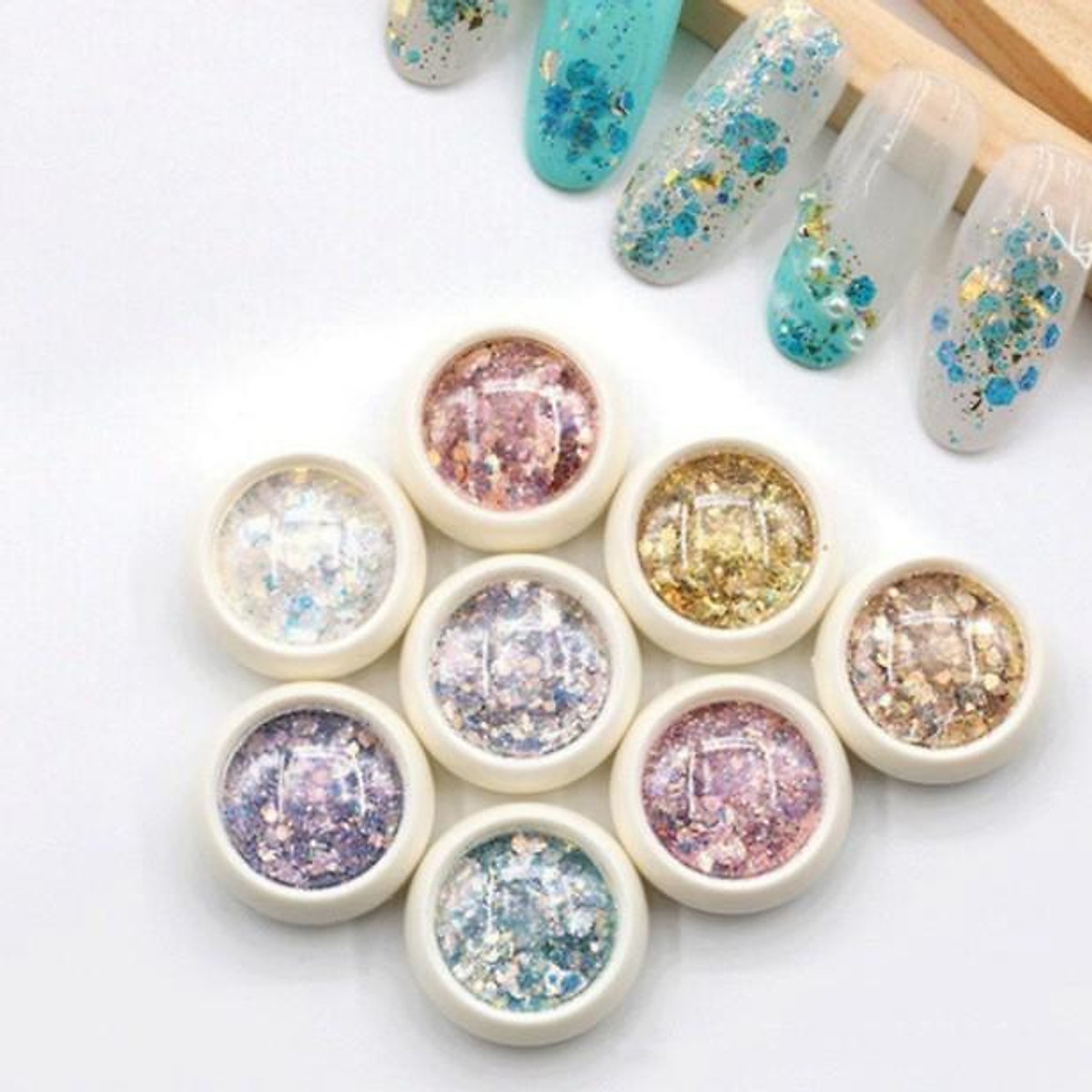 Nhũ Vảy Cá , Nhũ Rắc Vảy Cá ( Set 8 Hũ ) - Sugar Nails