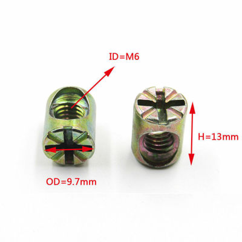 5/10pcs color galvanized slotted/cross barrel nut bolt cross pin slotted hammer embedded nut bed chair furniture