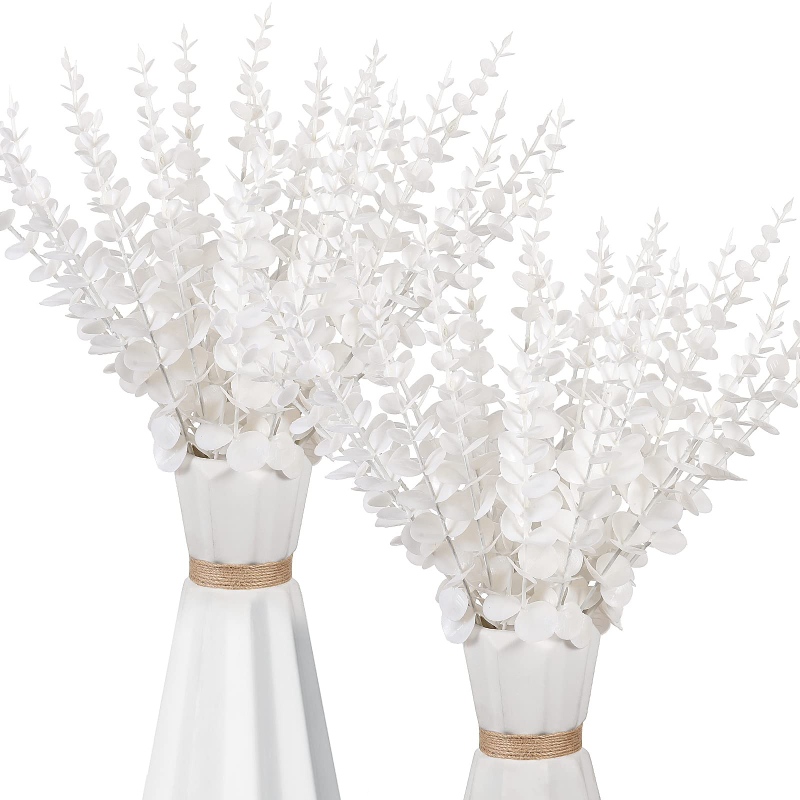 1pcs Christmas Artificial Eucalyptus Leaves Stems Eucalyptus Branches Red White Gold Leaves Fake Christmas Flowers Plastic Plants and Greenery for Home Wedding Xmas Tree Christmas Decor