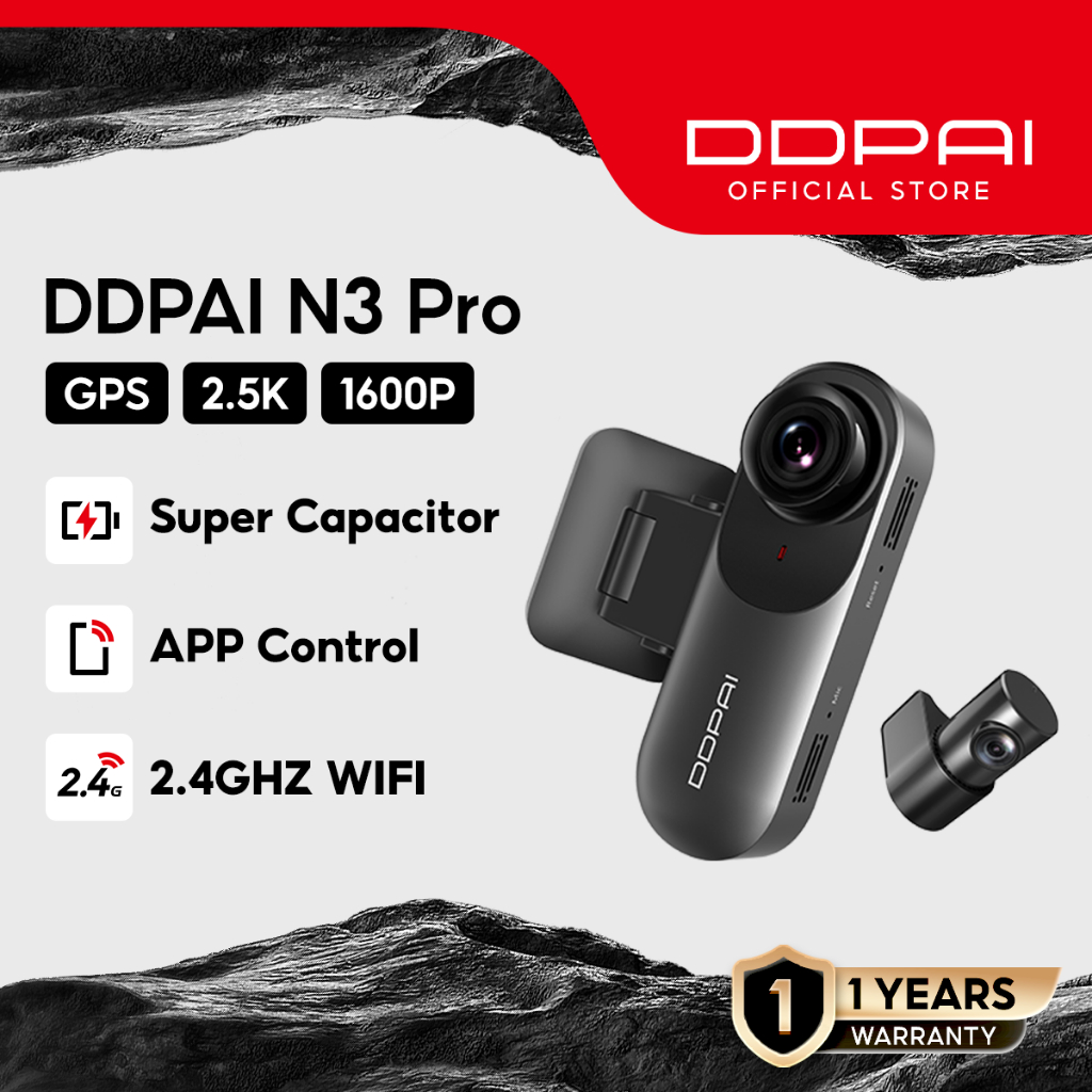 DDPAI Mola N3 Pro Dashcam 1600p 2K GPS QHD Night Vision 140° Dual