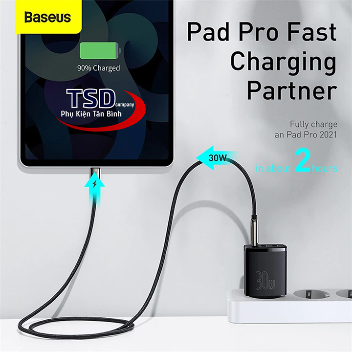 Củ Sạc Nhanh Baseus 30W Compact Quick Charger ( USB Dual Port + Type C, 30w PD / QC3.0 Multi Quick Charge Support )