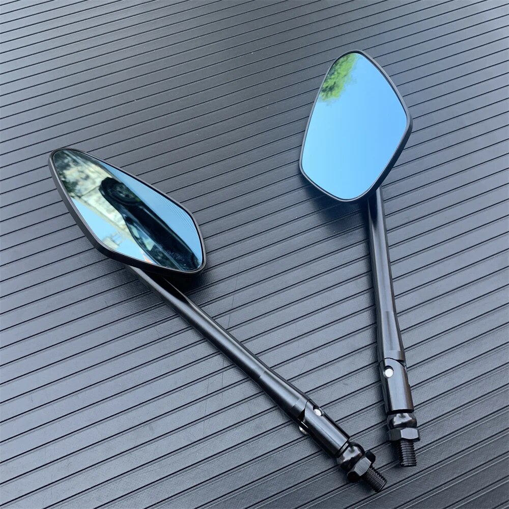 Motorcycle Black Universal 8Mm/10Mm Side Mirror Rearview Mirror Anti-Fall Folding CNC Aluminium Mirror