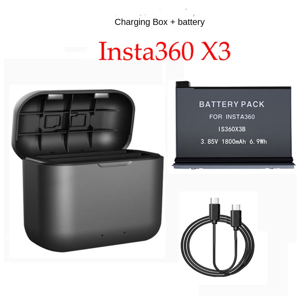 Insta360 X3 全景相机充电盒 1800mah 电池快速充电器