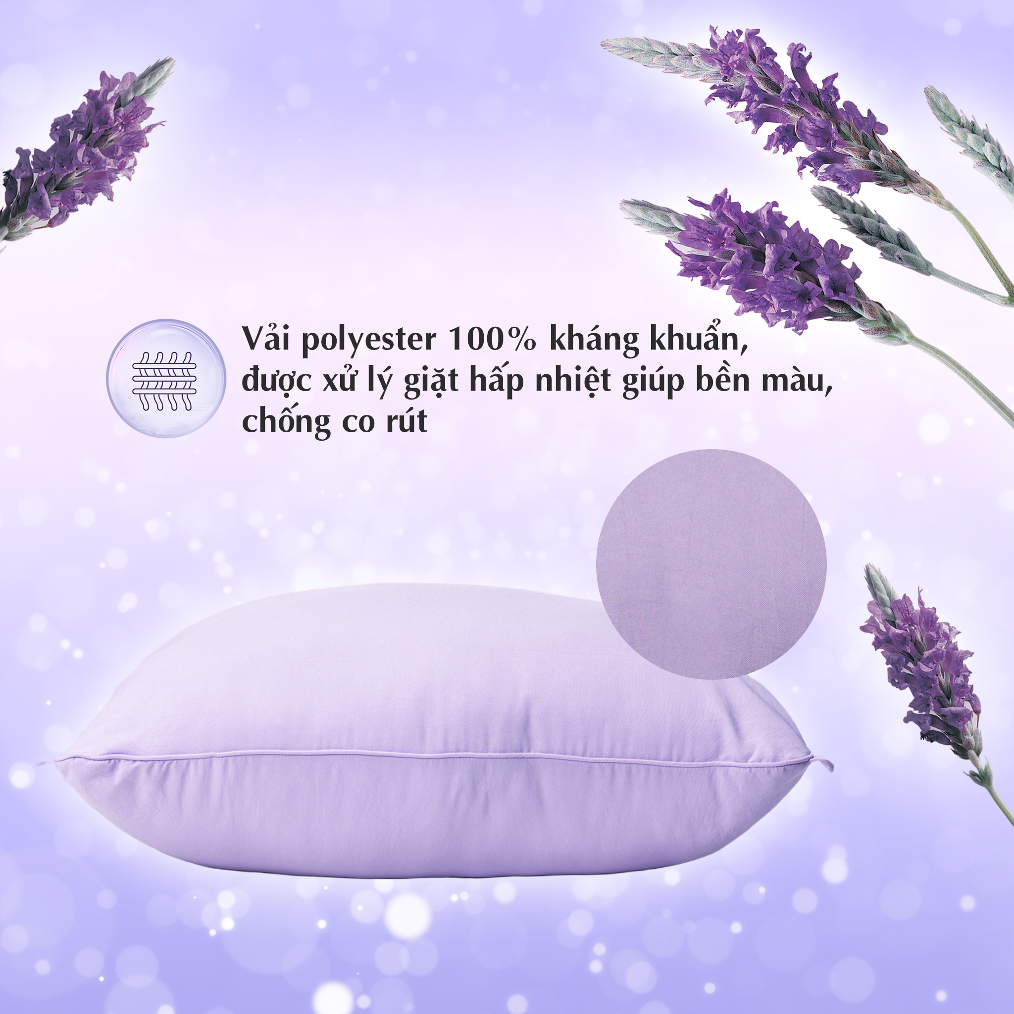 [EVERON Chính Hãng] Ruột gối Cao Cấp hương Lavender (Gối êm + có tem điện tử chính hãng)
