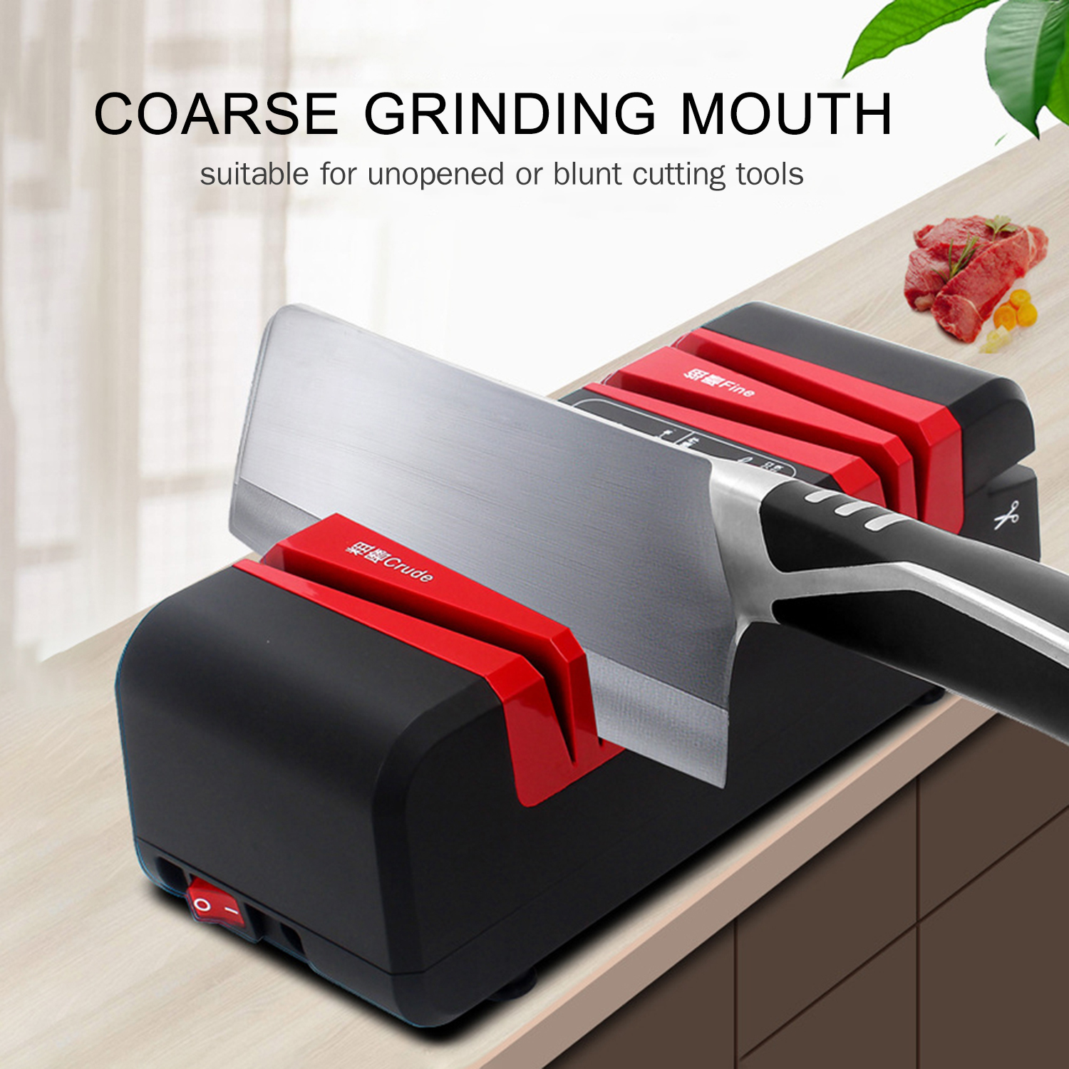 Professional Electric Knife Sharpener Multifunctional Automatic Cut Sharpeners with 15-Degree Bevel Crude and Fine Grooves for Straight Serrated Knives Scissors Kitchen Cutter Grinder With 3 Replaceable Sanding Wheel and Clean Brush