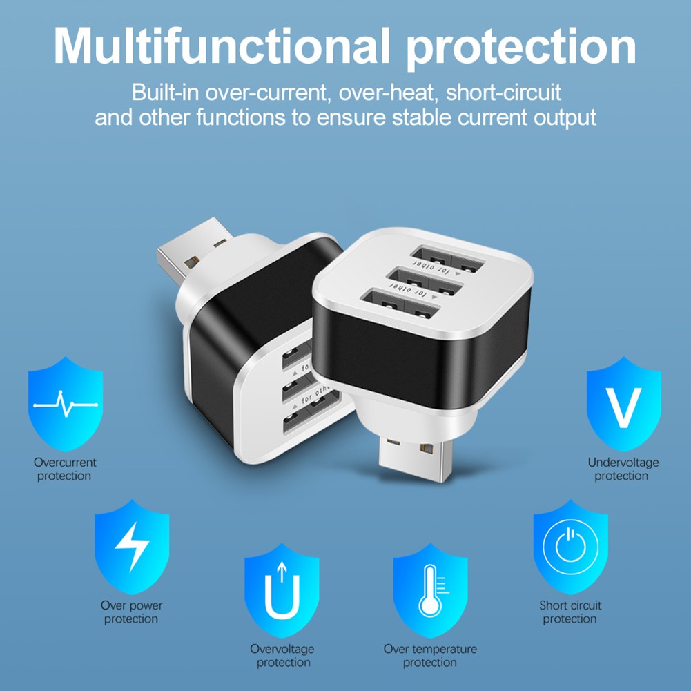 Multi Functional USB Adaptor with 3 Ports for Easy Connection and Charging