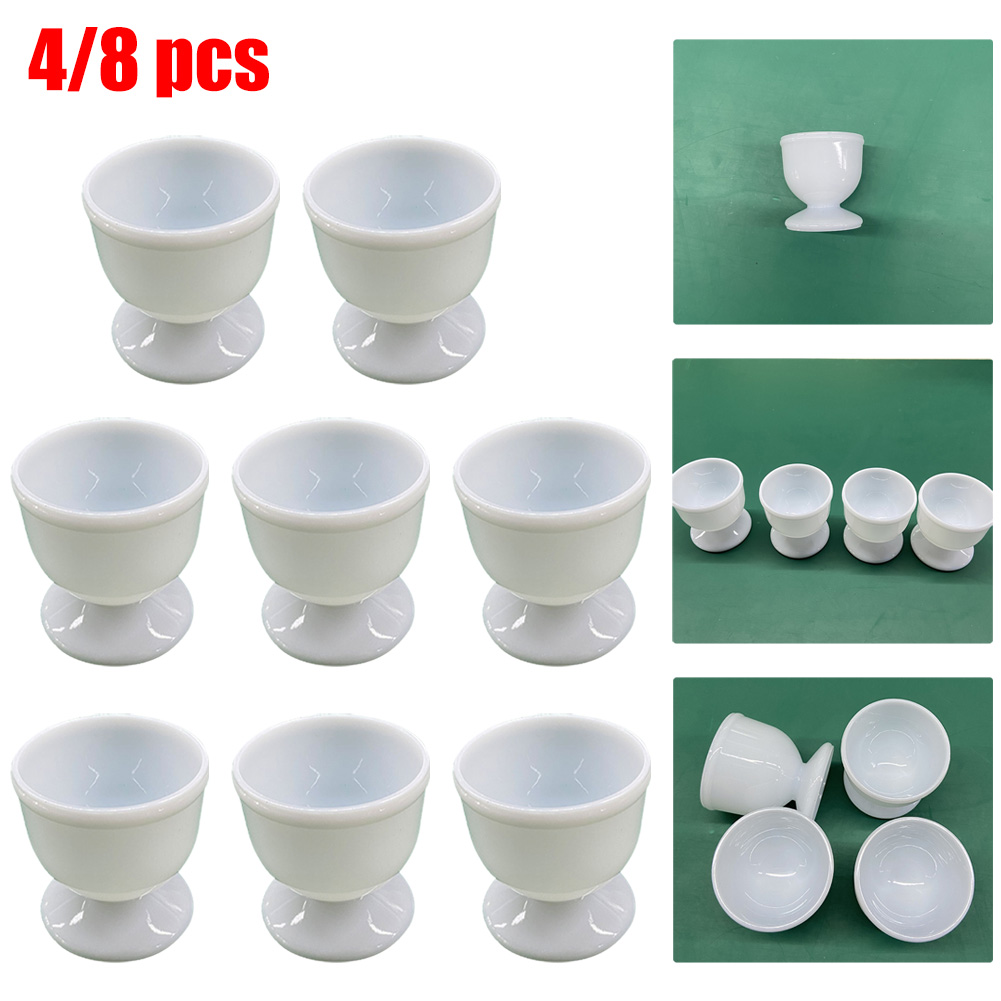 Egg Cup Rack 4/8pc White Egg Cup Holder Hard Soft Boiled Eggs Holders Cups Kitchen ...
