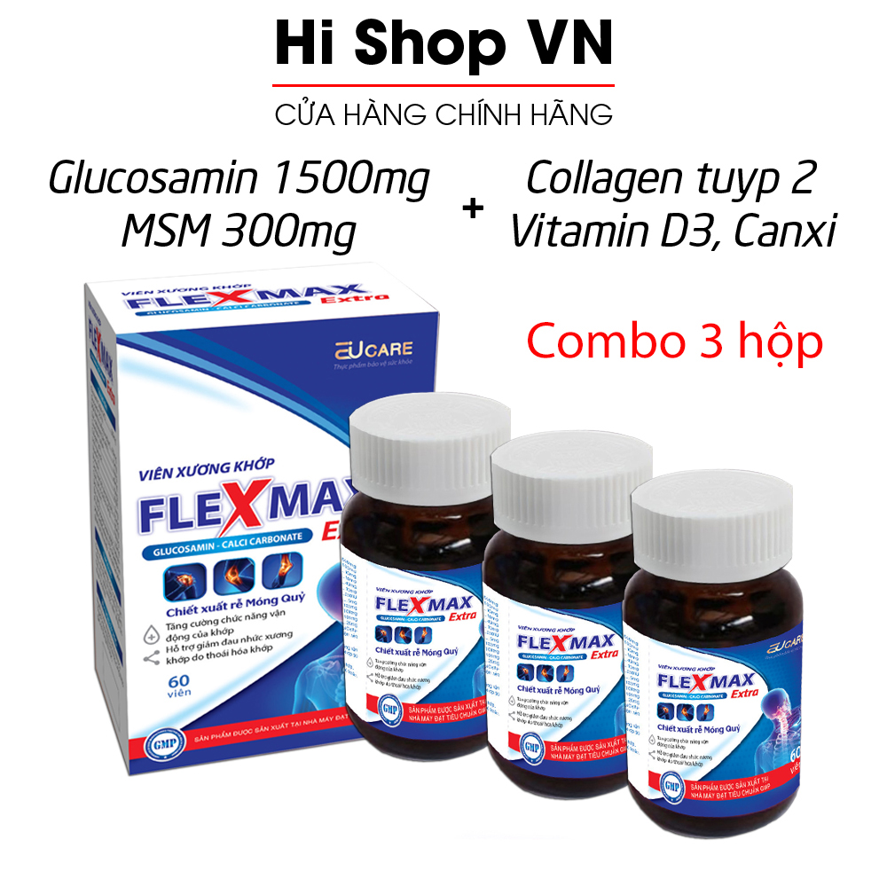 Combo 3 hộp Viên Xương Khớp Glucosamine 1500mg Flexmax giảm đau mỏi xương khớp thumbnail