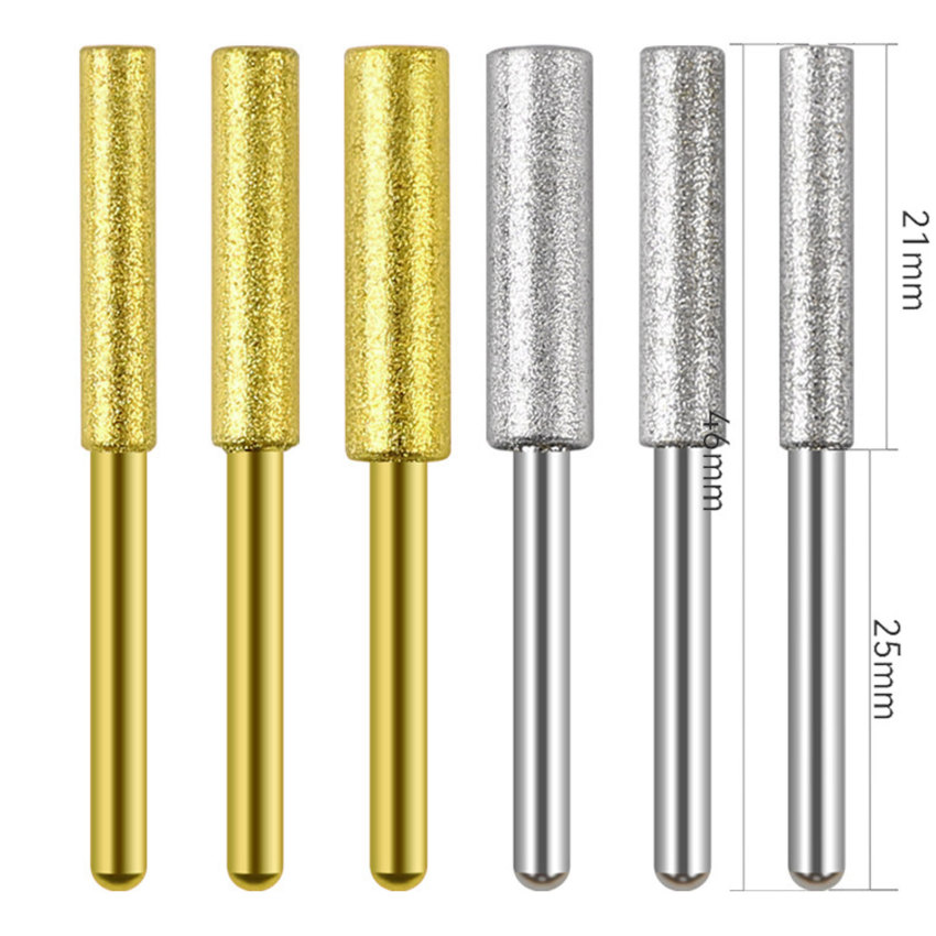 6pcs Chainsaw Sharpener 4/4.8/5.5mm Diamond Coated Cylindrical Burr Chain Saw Sharpening Grinding Head