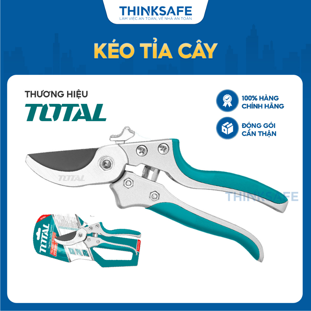 Kéo cắt tỉa cành cây total tht15308 kích thước 8 inch độ cứng của lưỡi 50-52 hrc độ sắc bén cao - thinksafe
