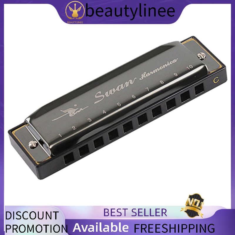 Kèn harmonica 10 lỗ màu bạc/đen sw1020-7 thiên nga 20 tông màu xanh dương phím diatonic của cơ quan miệng c với vỏ nhựa abs kèn harmonica hiệu suất tiêu chuẩn cho người mới bắt đầu học sinh người lớn chuyên nghiệp
